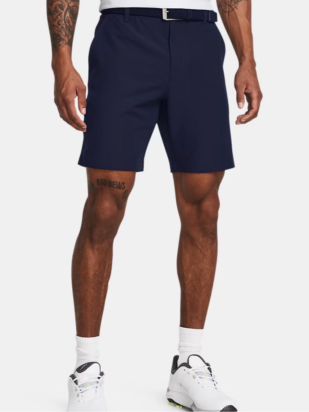 Under Armour Navy Flat-Front Golf Shorts - Picture 1 of 4